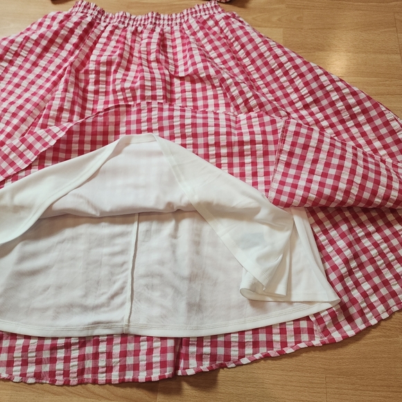 Torrid Midi Seersucker Smocked Skirt Set Pink White Gingham Plaid Size 1X - Picture 16 of 16